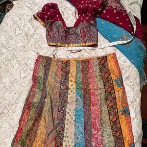 Patchwork multicolored lengha